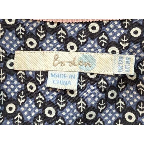 Boden Mollie Blue White Mixed Print Minidress Shift V-Neck 3/4 sleeve Size 8 - Picture 10 of 12